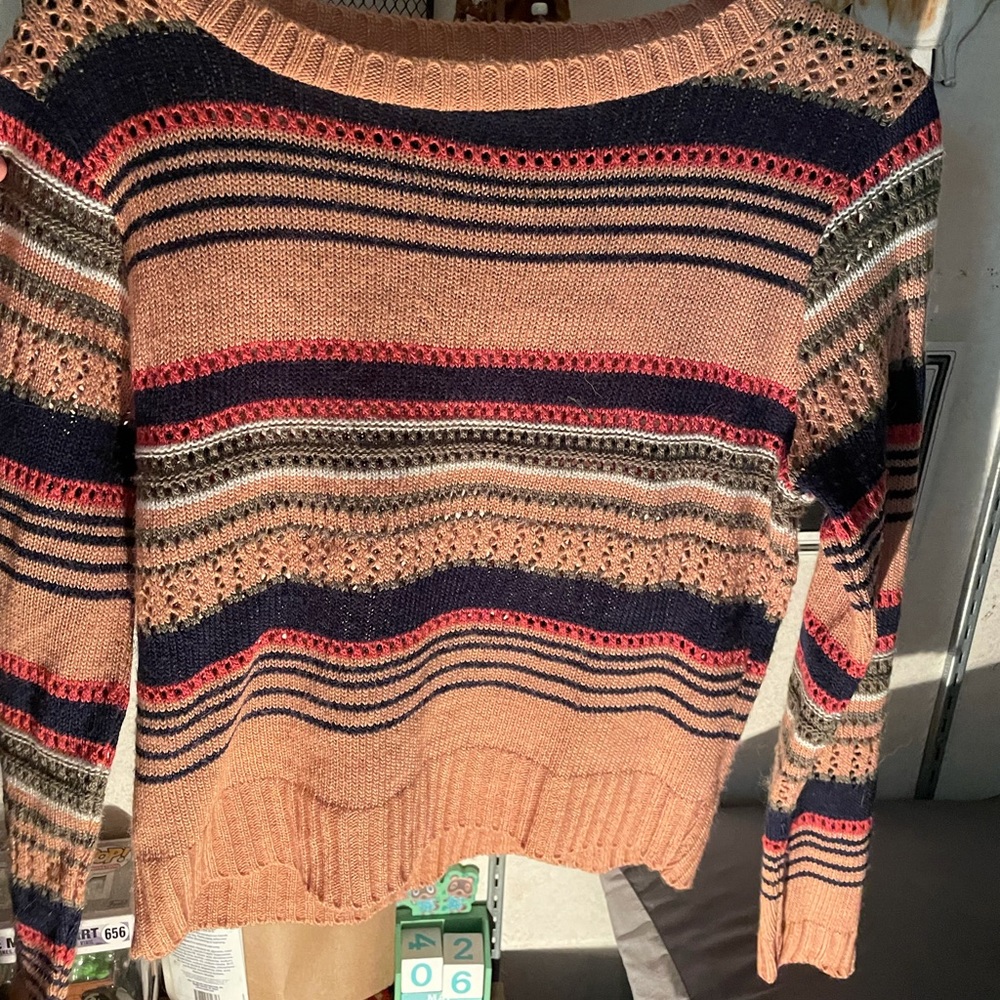 Pink Striped Sweater Large